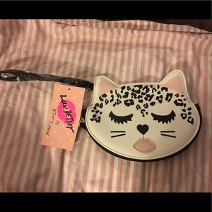 Betsey Johnson White Leopard Wristlet